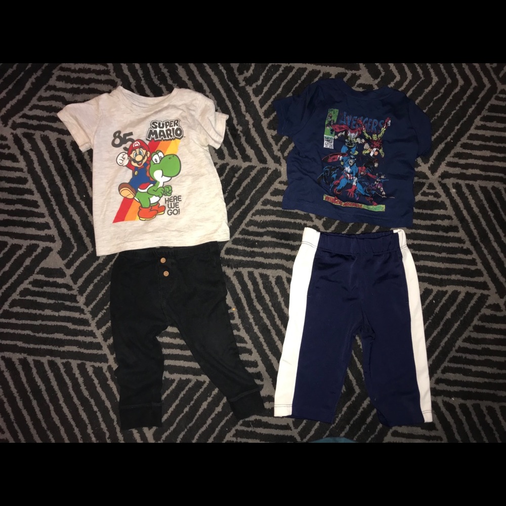 Marvel Avengers & Super Mario T-shirt pants bundle